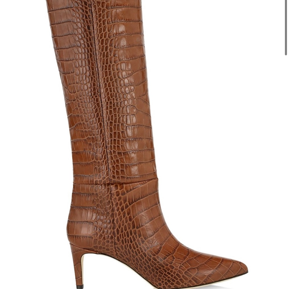 Paris Texas Knee-High Croc-Embossed Leather Boots Size 38 BNWT